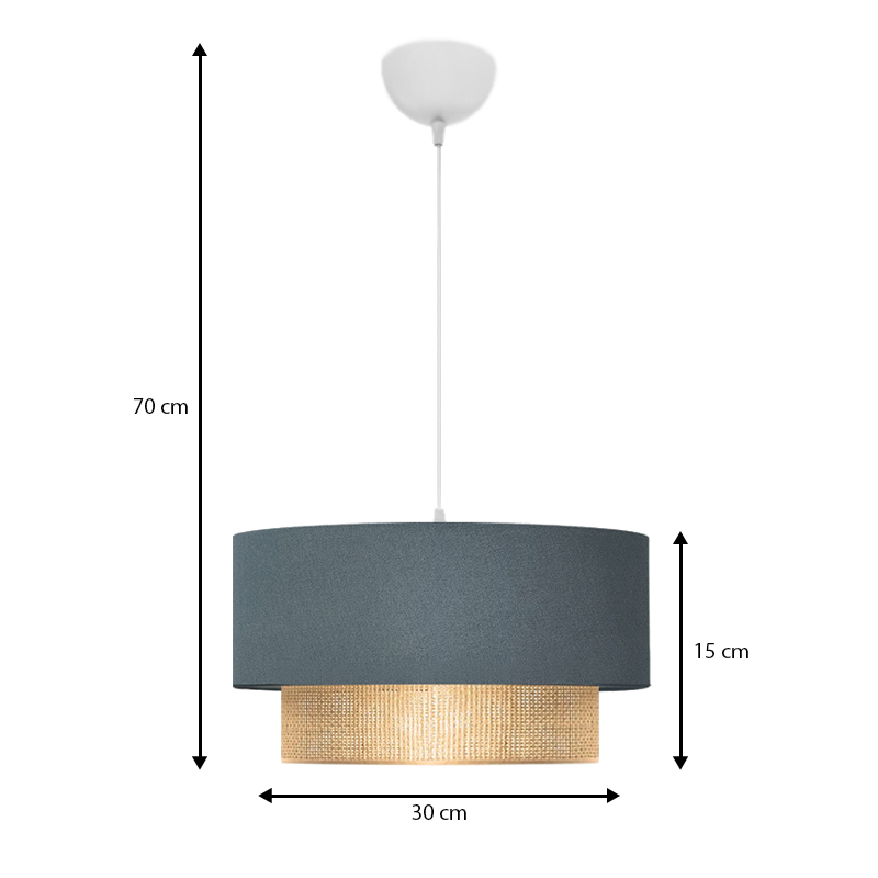 Lucifer Megapap Ε27 fabric ceiling lamp in blue anthracite color 30x15x70cm
