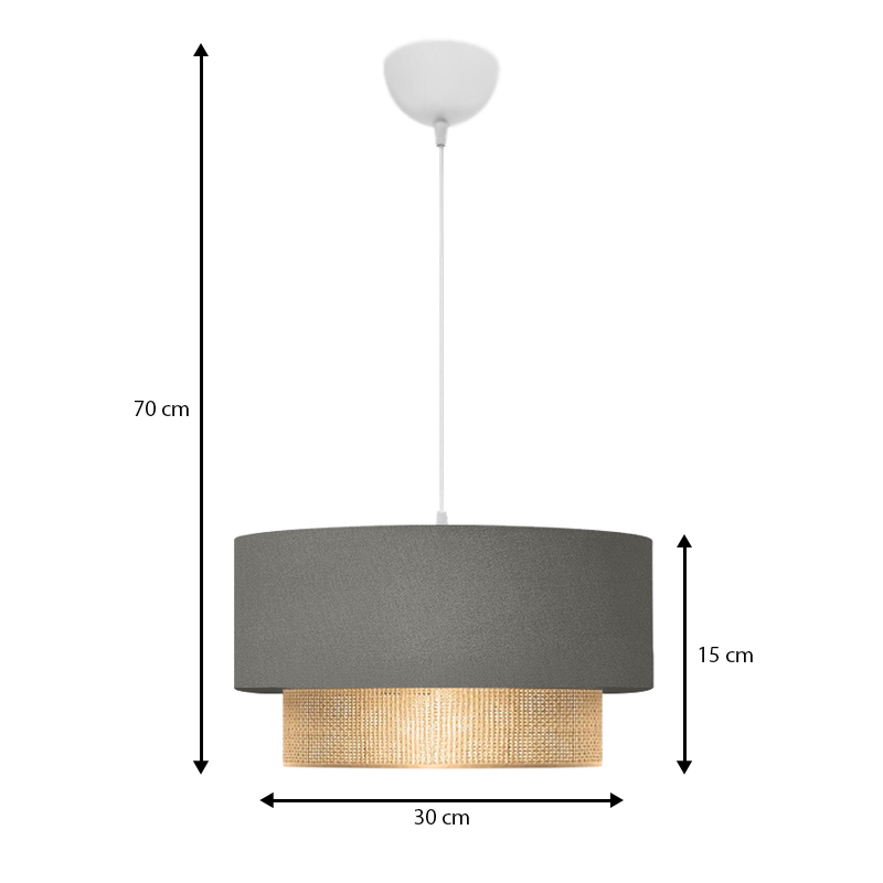 Lucifer Megapap Ε27 fabric ceiling lamp in grey color 30x15x70cm
