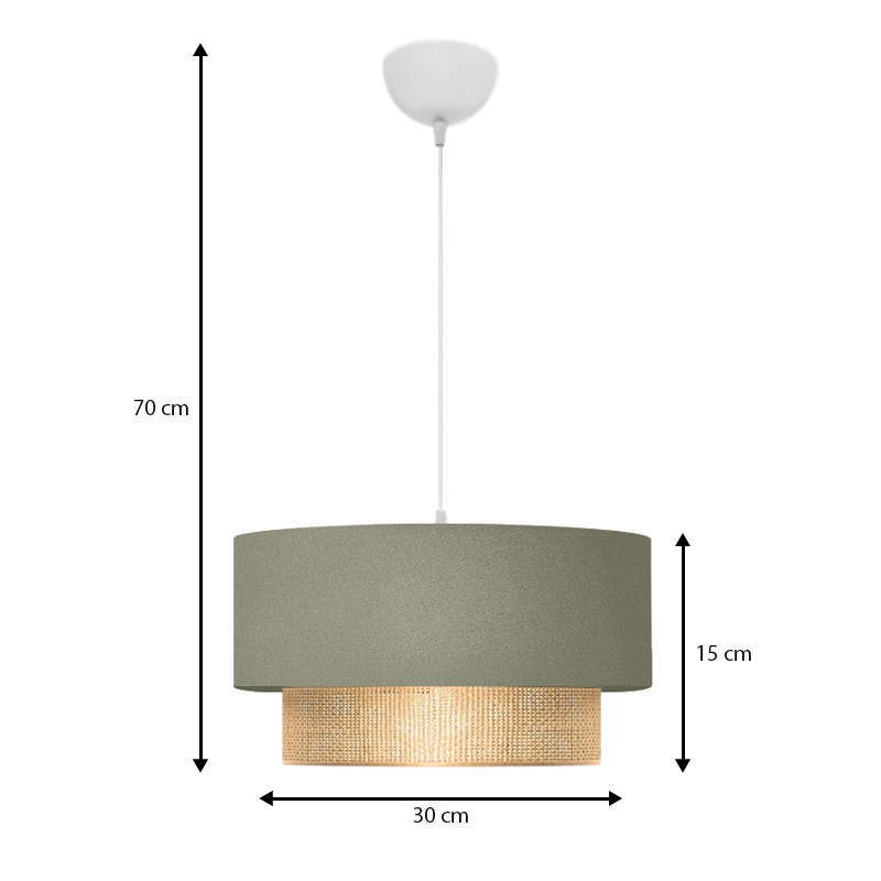 Lucifer Megapap Ε27 fabric ceiling lamp in pastel green color 30x15x70cm