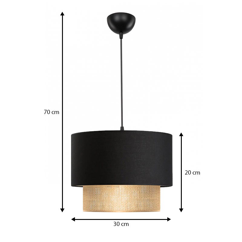 Lucifer Megapap Ε27 fabric ceiling lamp in black color 30x20x70cm