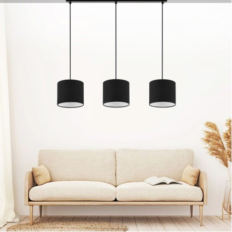 Morris Megapap E27 fabric three-light ceiling light in black color 55x15x70cm