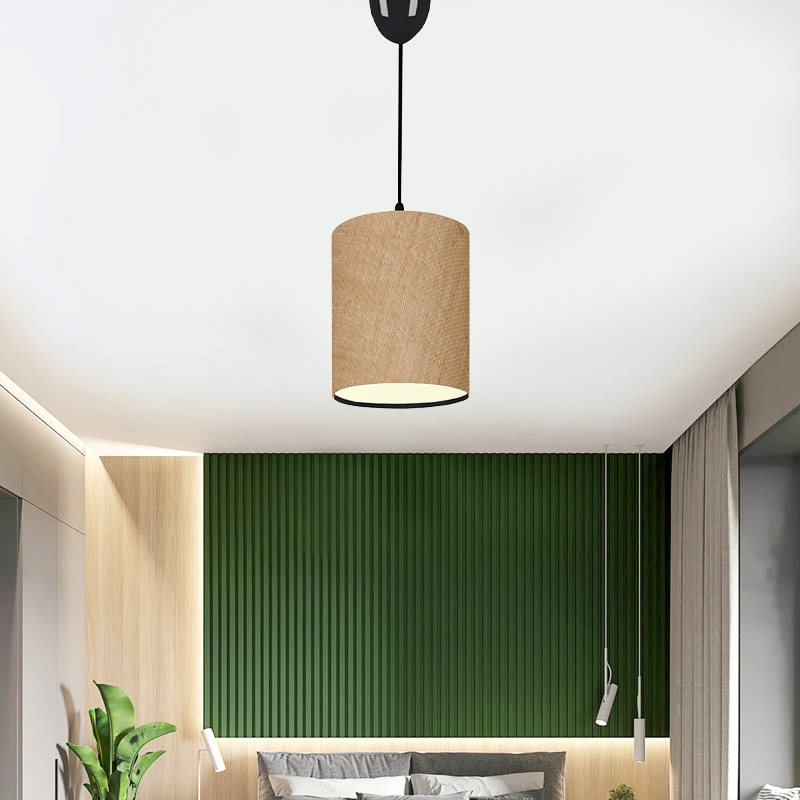 Layla Megapap Ε27 fabric ceiling light in beige color 19x25x70cm