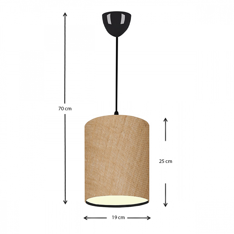 Layla Megapap Ε27 fabric ceiling light in beige color 19x25x70cm