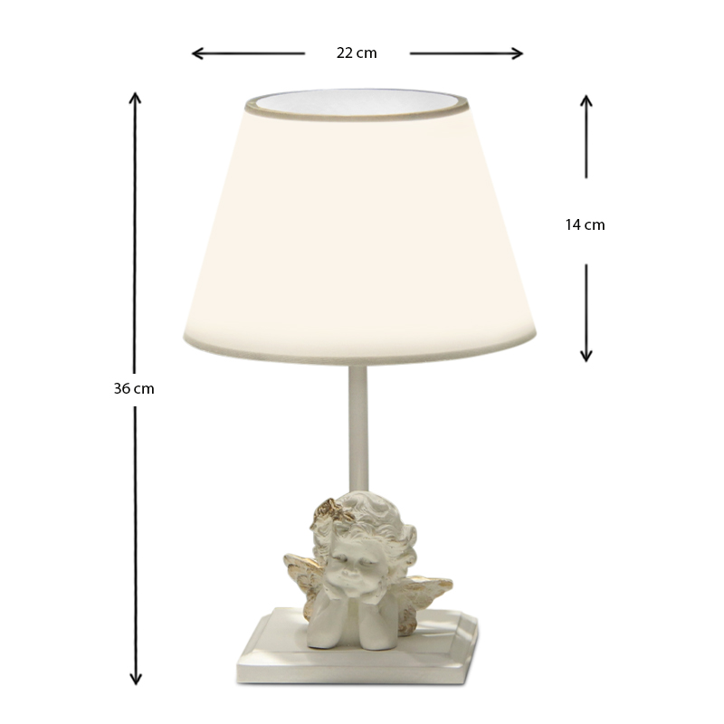 Angelo Megapap E27 fabric/metallic/MDF table light in white color 22x22x36cm.