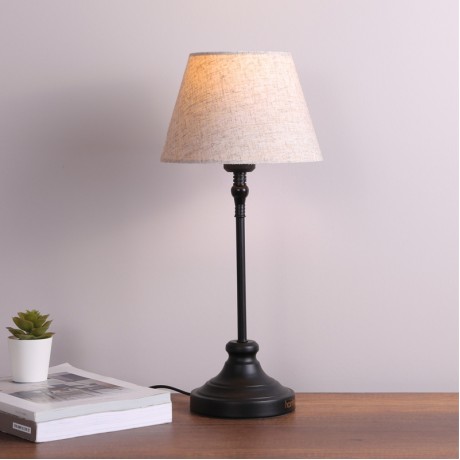 Doze Megapap E27 fabric/metallic table light in beige/black color 22x22x48cm.