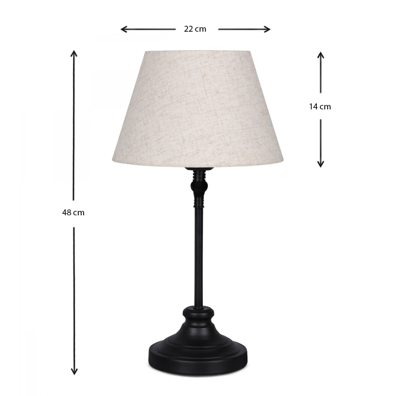 Doze Megapap E27 fabric/metallic table light in beige/black color 22x22x48cm.
