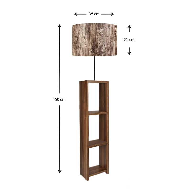 Launo Megapap Mdf/fabric/Pvc floor lamp in brown/walnut color 38x38x150cm.