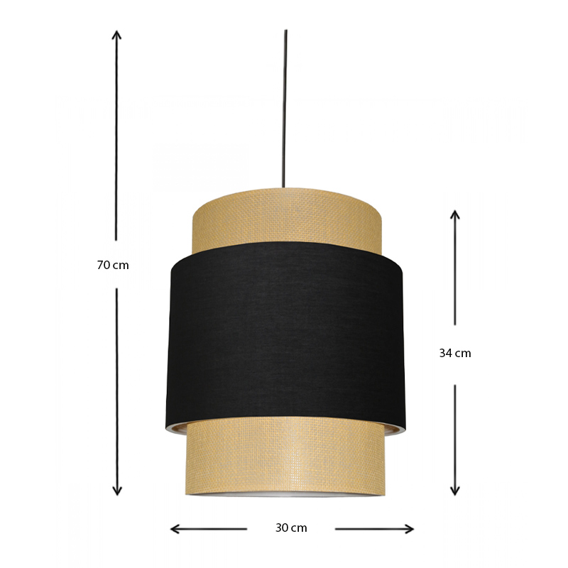 Holdon Megapap Ε27 fabric ceiling light in beige/black color 30x30x70cm