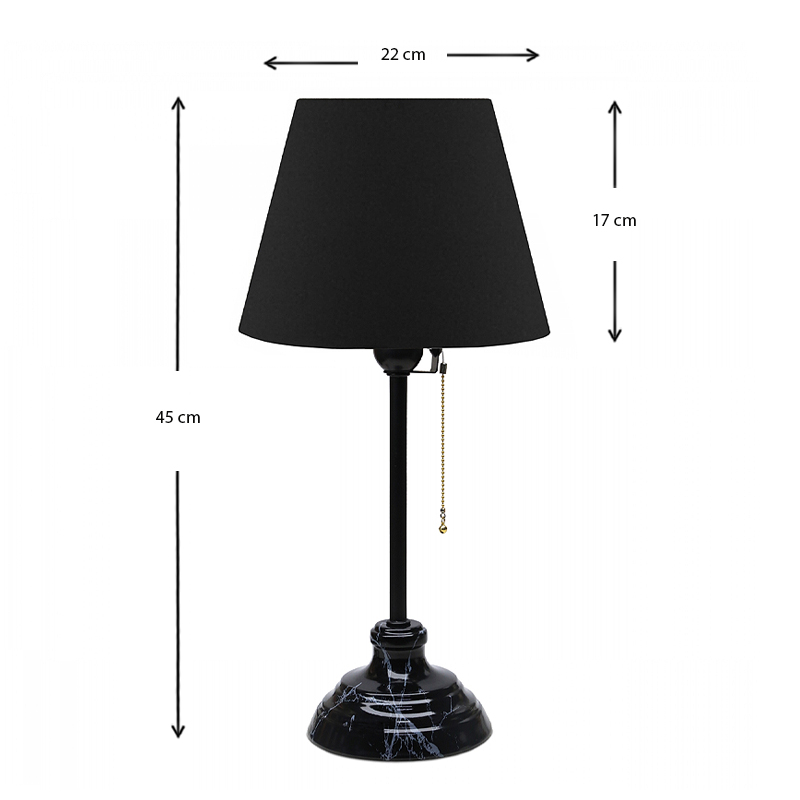 Vienna Megapap E27 fabric/metal table light in black color Φ22x45cm.