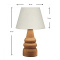 Lary Megapap E27 fabric/wood table light in cream/brown color Φ24x36cm.
