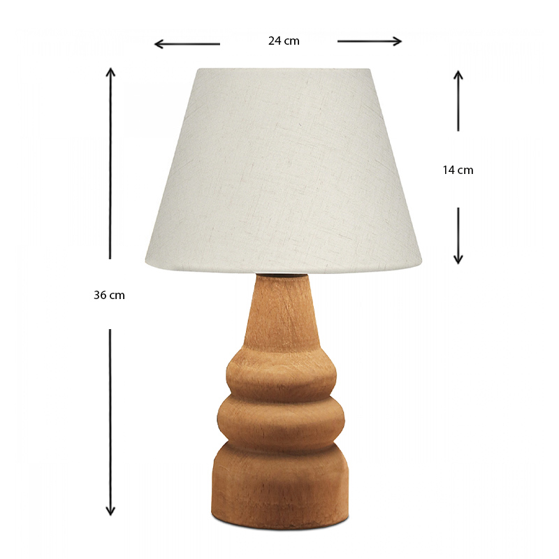 Lary Megapap E27 fabric/wood table light in cream/brown color Φ24x36cm.