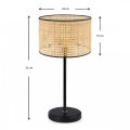 Idaho Megapap E27  metallic/rattan table lamp in black/natural color Φ24x32cm.