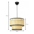 Idaho Megapap E27 rattan ceiling lamp in natural color Φ30x90cm.