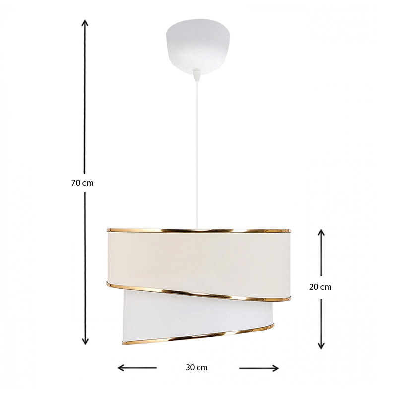 Fanny Megapap E27 fabric ceiling lamp in white - gold color Φ30x70cm