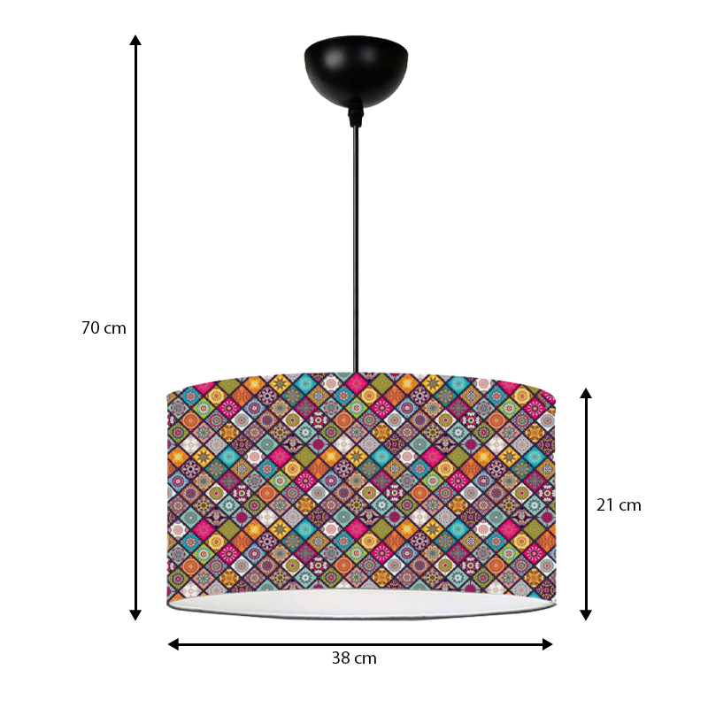 Alamea Megapap E27 fabric ceiling lamp multicolor victorian pattern Φ38x70cm.