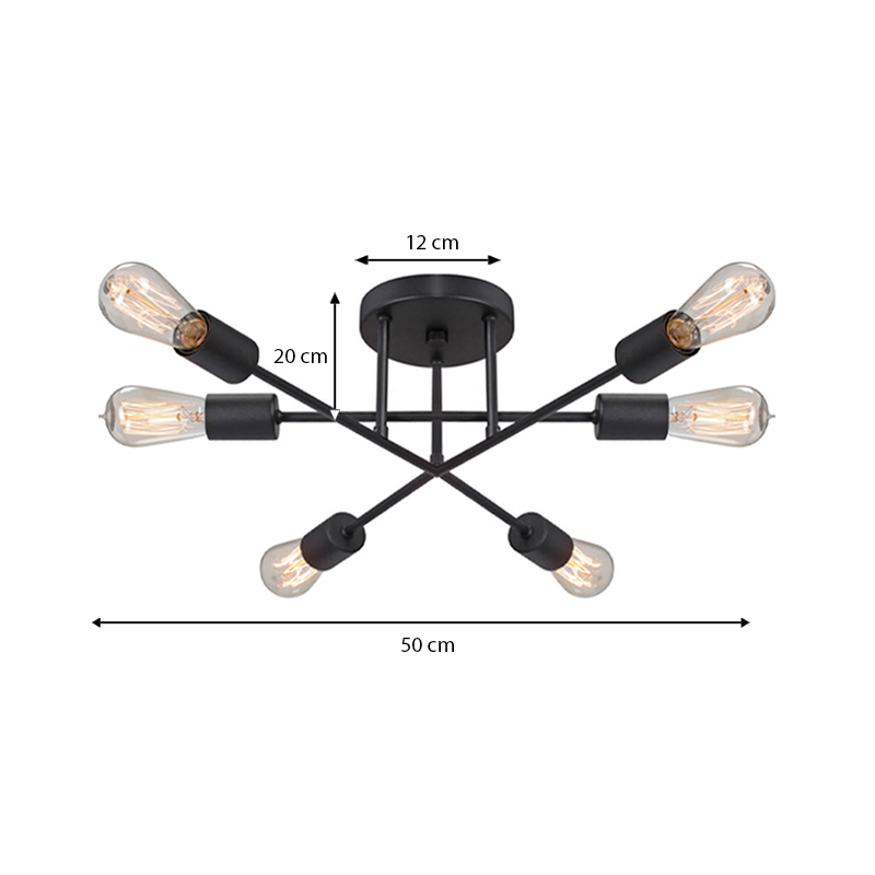 Helga Megapap E27 metallic ceiling lamp in black color 50x12x20cm