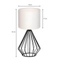 Aldo Megapap E27  fabric/metal table light in white - black color Φ18x36cm.