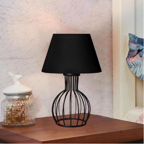 Magnolia Megapap E27 fabric/metal table light in black color Φ22x36cm.