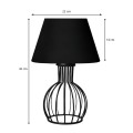 Magnolia Megapap E27 fabric/metal table light in black color Φ22x36cm.