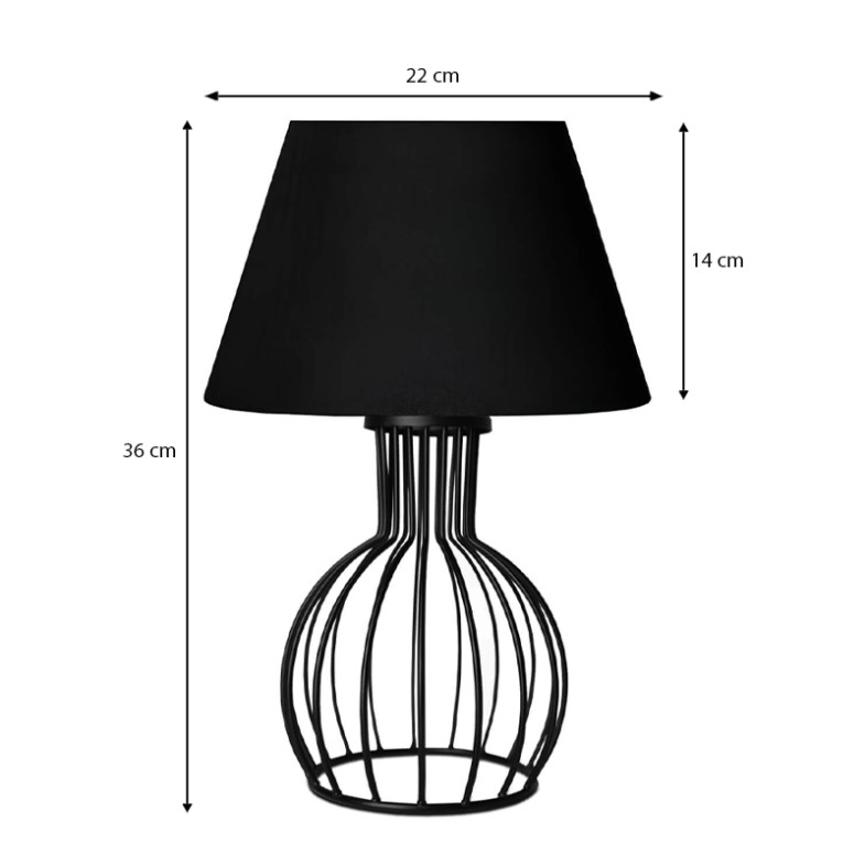 Magnolia Megapap E27 fabric/metal table light in black color Φ22x36cm.