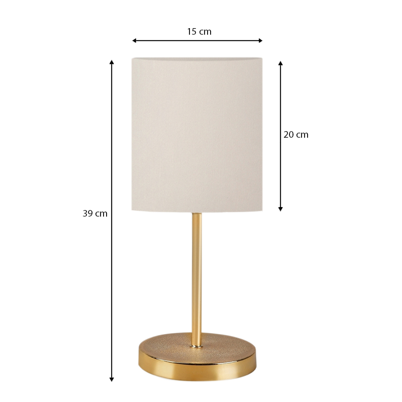 Ingared Megapap E27  fabric table light in cream - gold color Φ15x39cm.