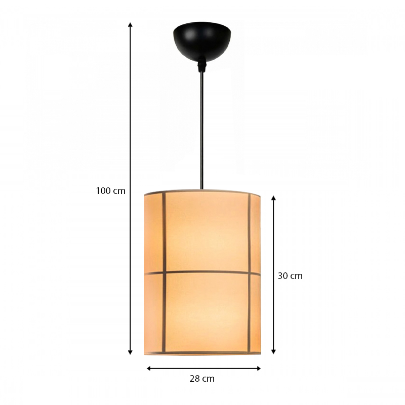 Strip Megapap E27 fabric ceiling lamp in cream color Φ28x100cm