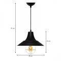 Retro Megapap E27 metallic ceiling lamp in black color Φ30x70cm.
