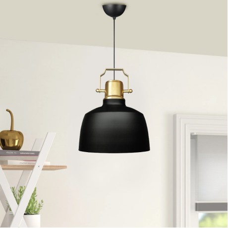 Artes Megapap E27  metallic ceiling lamp in black color Φ22x70cm.