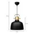 Artes Megapap E27  metallic ceiling lamp in black color Φ22x70cm.
