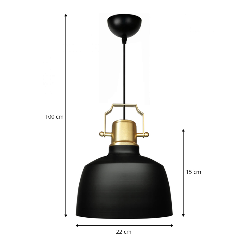 Artes Megapap E27  metallic ceiling lamp in black color Φ22x70cm.