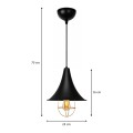 Retro Megapap E27 metallic ceiling lamp in black color Φ24x70cm.