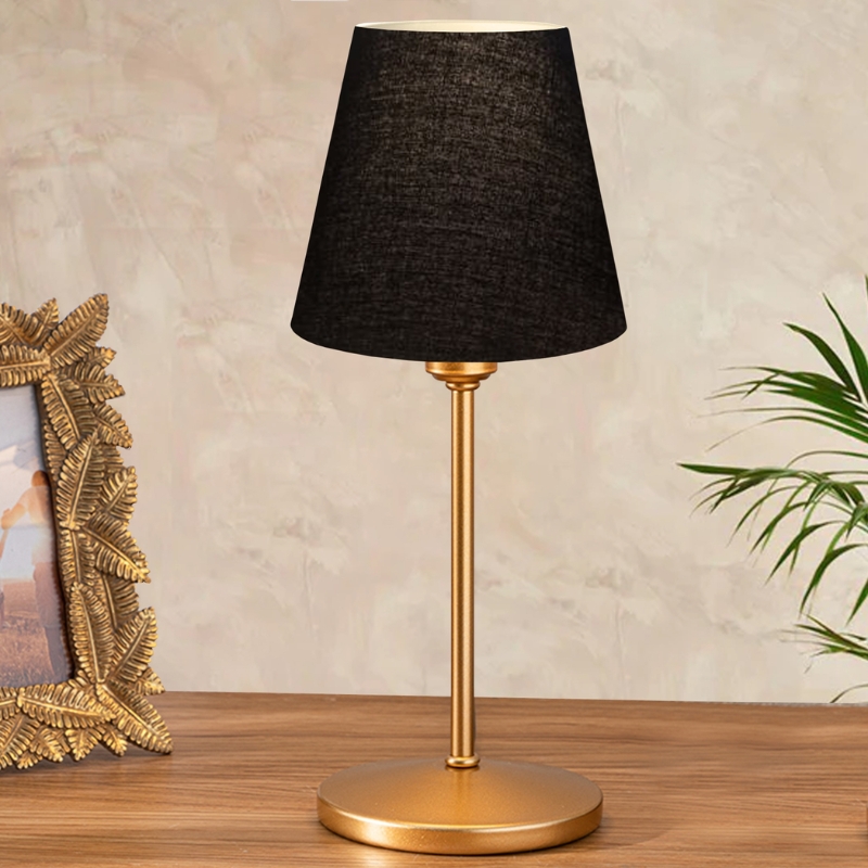 Santo Megapap E27  fabric pvc in black - gold color Ø13x37cm.
