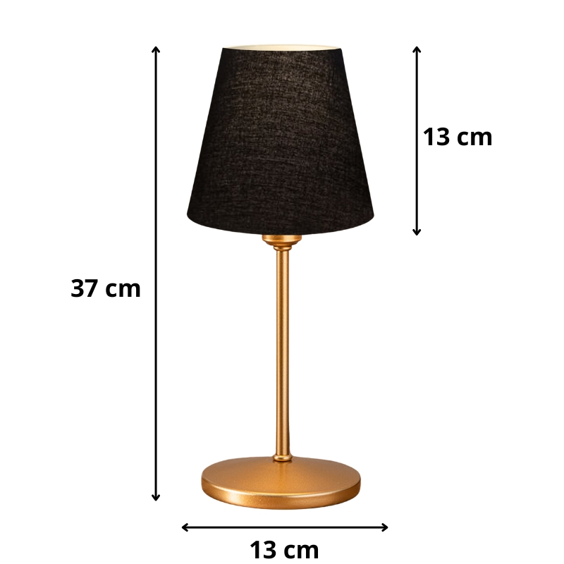 Santo Megapap E27  fabric pvc in black - gold color Ø13x37cm.