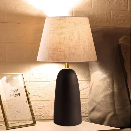 Odesa Megapap E27 metal - fabric pvc in black - cream color Ø22x35cm.