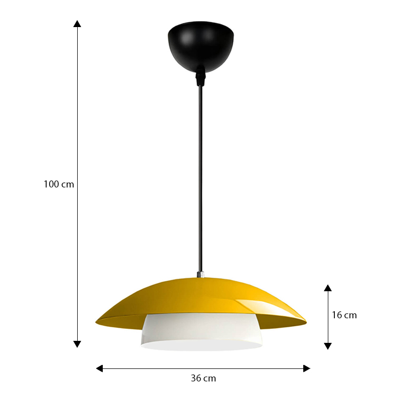 Eliora Megapap  E27 metallic ceiling lamp in yellow color Ø36x100cm.