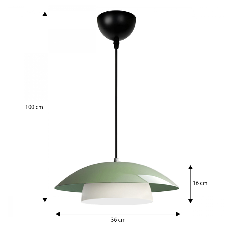 Eliora Megapap  E27 metallic ceiling lamp in mint green color Ø36x100cm.