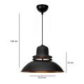 Gerek Megapap  E27 metallic ceiling lamp in black color Ø34,5x100cm.