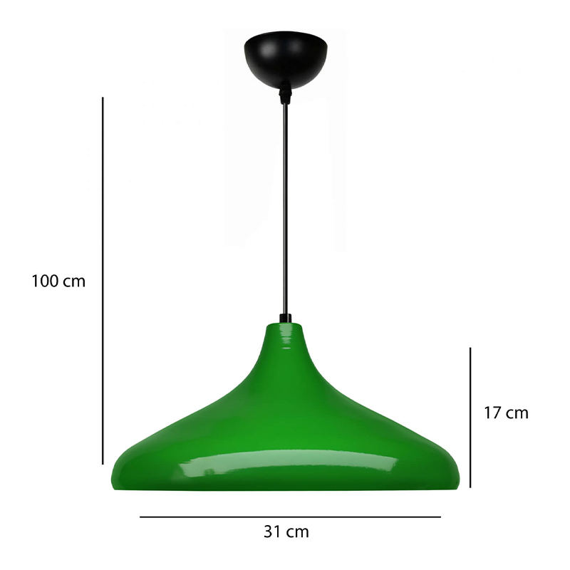 Lela Megapap  E27 metallic ceiling lamp in green color Ø31x100cm.