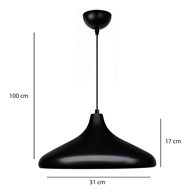 Lela Megapap  E27 metallic ceiling lamp in black color Ø31x100cm.