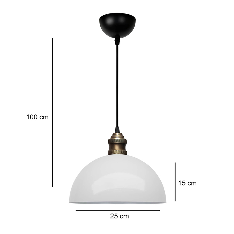 Tomas Megapap  E27 metallic ceiling lamp in white color Ø25x100cm.