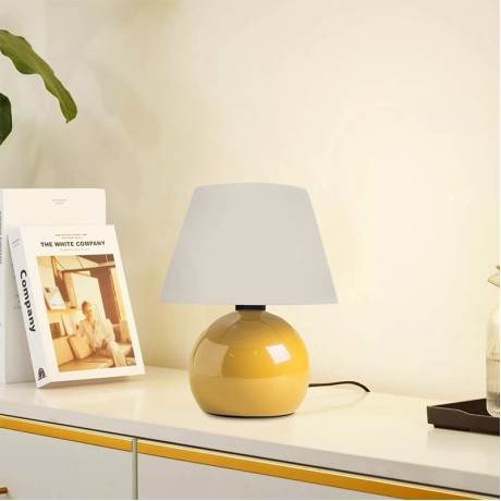 Alaska Megapap E27 metal - fabric pvc in yellow - cream color Ø22x30cm.