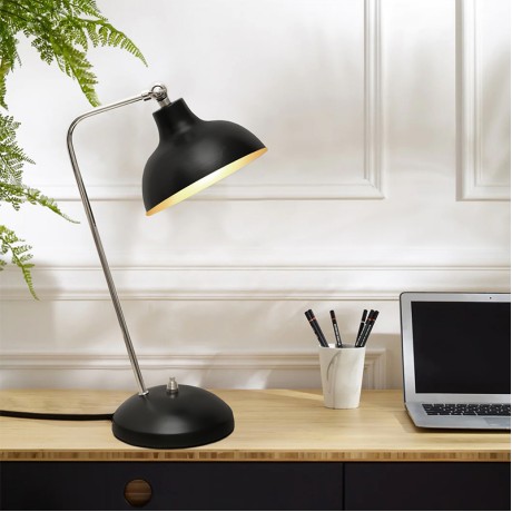 Travis Megapap E14 metal table lamp in black color 16.5x11x42cm.