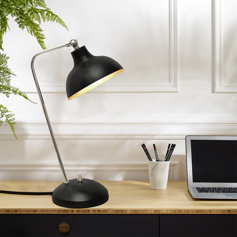 Travis Megapap E14 metal table lamp in black color 16.5x11x42cm.