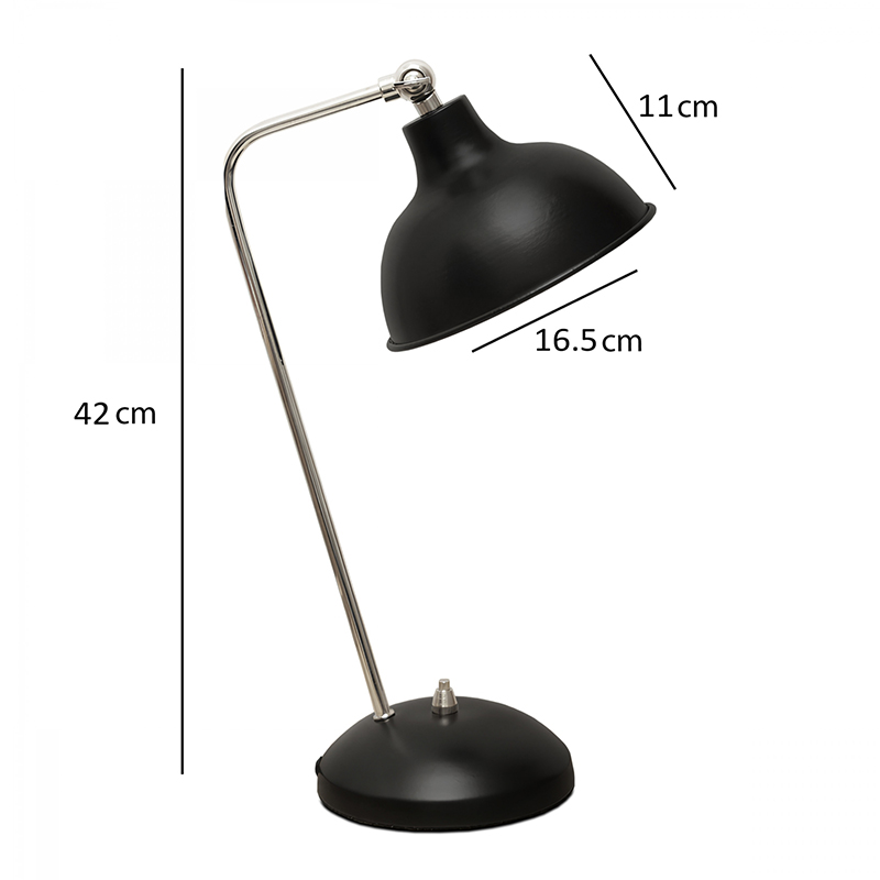 Travis Megapap E14 metal table lamp in black color 16.5x11x42cm.