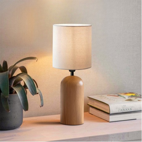Cora Megapap E14 wooden - fabric PVC table lamp in natural - cream color Ø15x35cm.