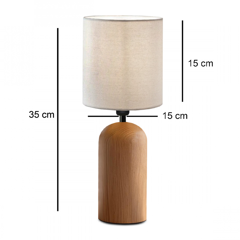 Cora Megapap E14 wooden - fabric PVC table lamp in natural - cream color Ø15x35cm.