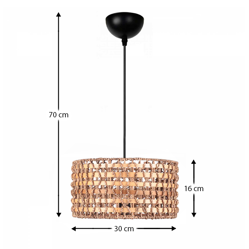 Palmela Megapap E27 rope ceiling lamp in natural color Ø30x70cm.