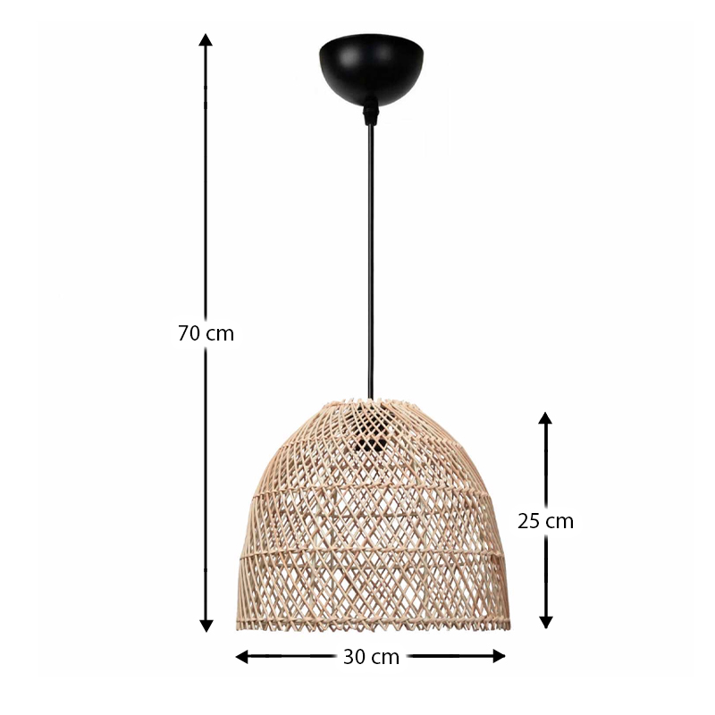 Miota Megapap E27 bamboo ceiling lamp in natural color Ø30x70cm.