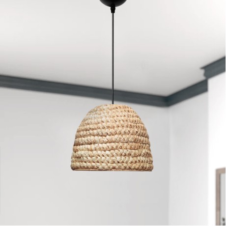 Pena Megapap E27 rope ceiling lamp in natural color Ø30x70cm.