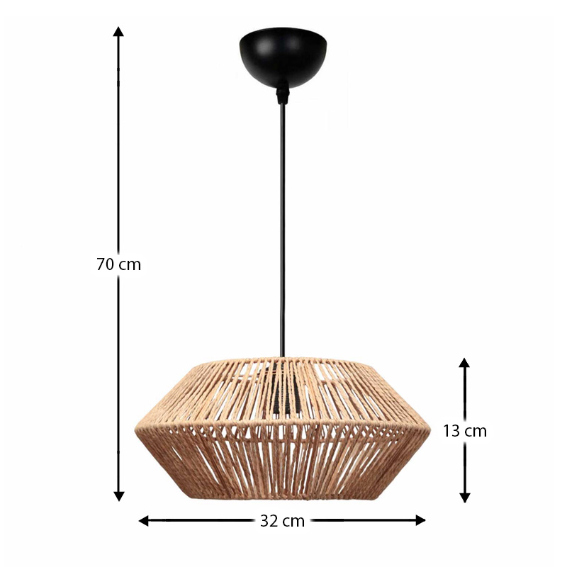 Castel Megapap E27 rope ceiling lamp in natural color Ø32x70cm.